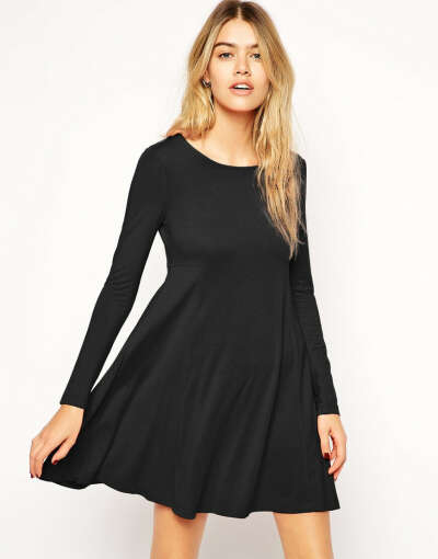 ASOS Seamed Swing Dress with Long Sleeves