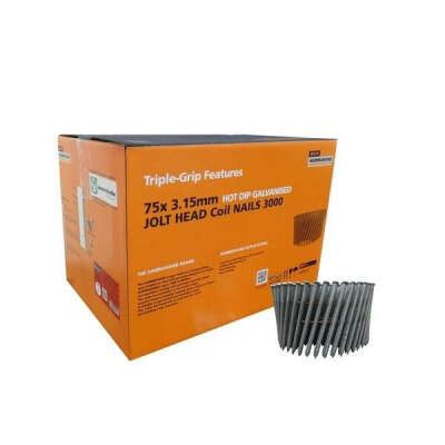 ECKO HAMMAHAND GALVANISED WEATHERBOARD COIL NAILS 75MM X 3.15 JOLT (3000 PACK)