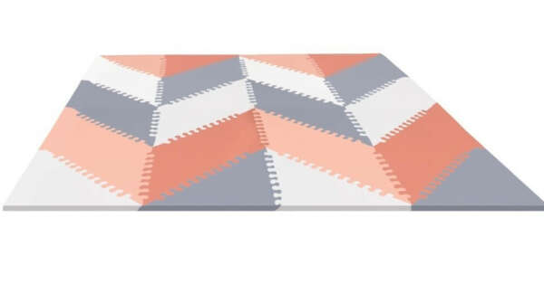 Skip Hop Geo Playspot Foam Floor Tile Playmat, Grey/Peach