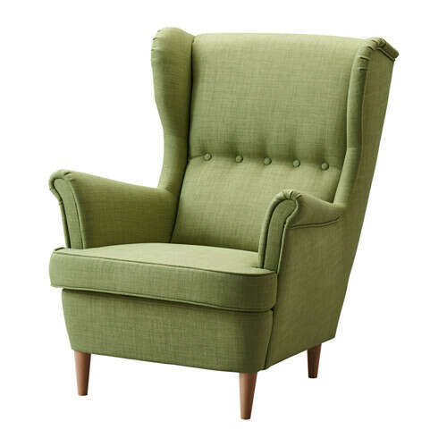 СТРАНДМОН Кресло с подголовником - Шифтебу зеленый  - IKEA