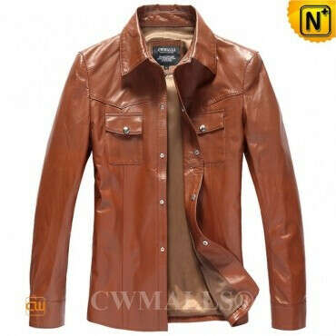 CWMALLS® Designer Button-up Leather Shirt CW807012