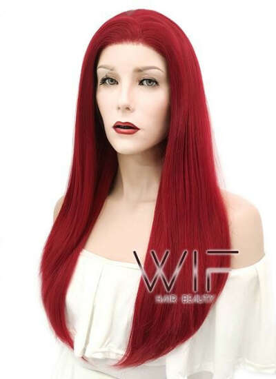 Straight Red Lace Front Synthetic Wig LF025