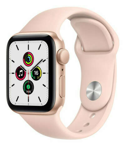 Apple Watch SE 40mm Gold Aluminum Case with Pink Sand Sport Band MYDN2