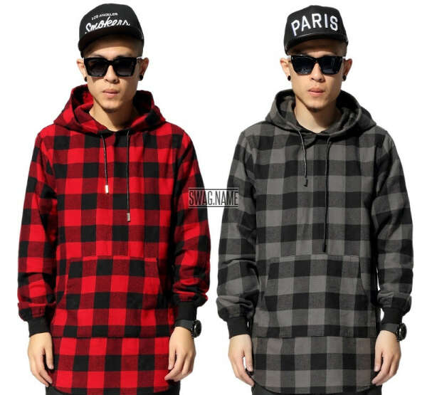 Толстовки, свитшоты ⋙ Long plaid hoodie