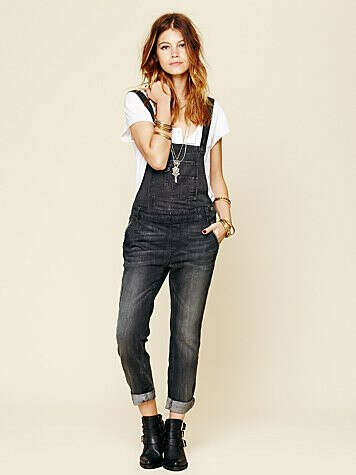 Free People Washed Denim Dungarees