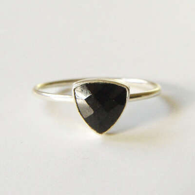 Triangle Onyx Silver Ring