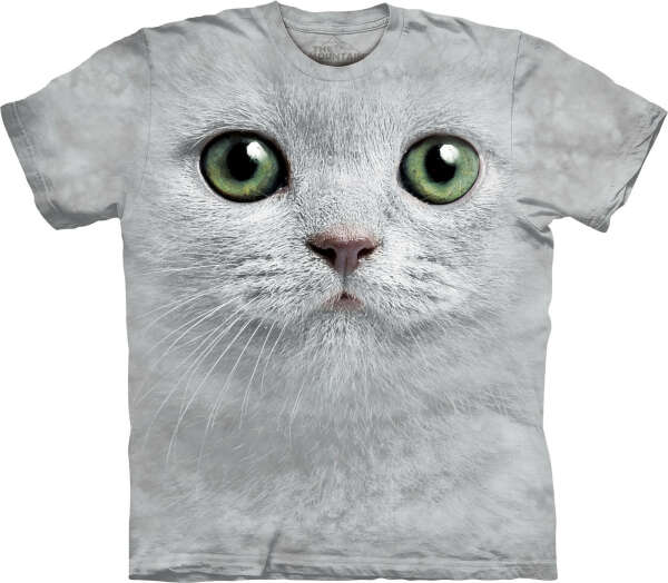 Белая футболка с 3D рисунком котика