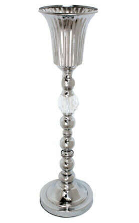 22" California Aluminum Pedestal Metal Silver Vase