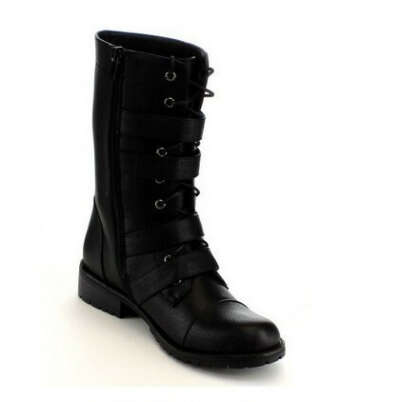 FAHRENHEIT NIKITA-02 Women&#039;s Hot New Round Toe Lace Up Mid-Calf Combat Boots