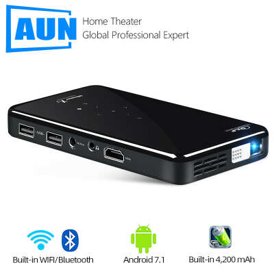 13091.77руб. 54% СКИДКА|Портативный мини проектор AUN X2, голосовое управление 2 ГБ + 16 ГБ, аккумулятор Wi Fi на базе Android 7,1, карманный 3d видеопроектор для домашнего кинотеатра 1080P| |   | АлиЭкспресс