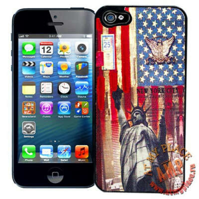 Чехол для iPhone  5 - Statue of Liberty - серия Capitals