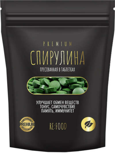 RE:FOOD / Спирулина PREMIUM (Суперфуд &#039;&#039;Spirulina&#039;&#039; прессованная в таблетках), 50 грамм