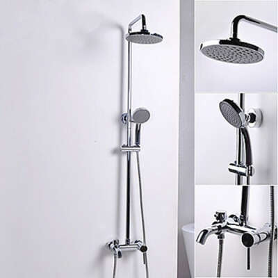 Contemporary Style Ceramic Valve Shower Faucets - Chrome Finish - FaucetSuperDeal.com
