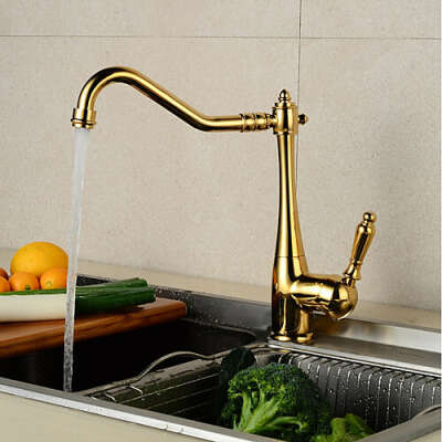Contemporary Widespread Gold Centerset Single Handle One Hole Kitchen Faucet– FaucetSuperDeal.com