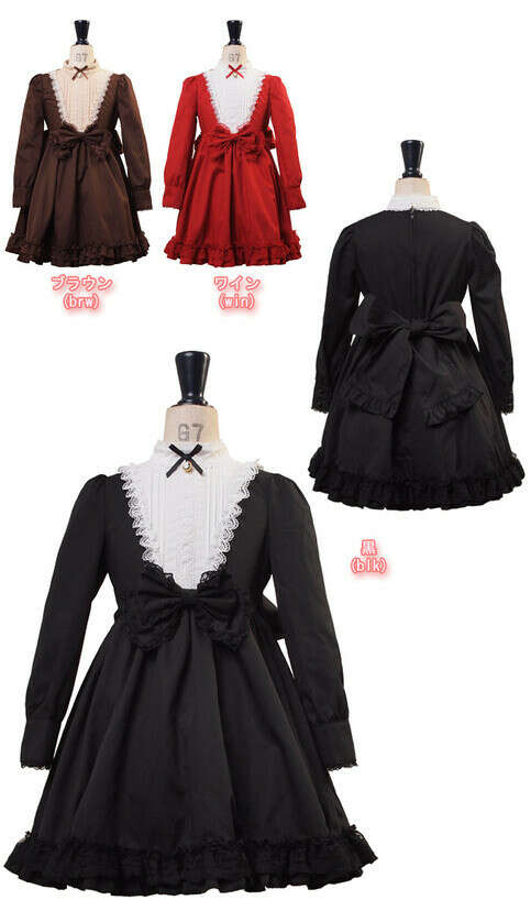 [Petite] Red Black Brown Victorian Gothic Dress from Harajuku Gemini