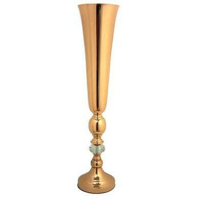 25.75" Gold Vase with Crystal Accent