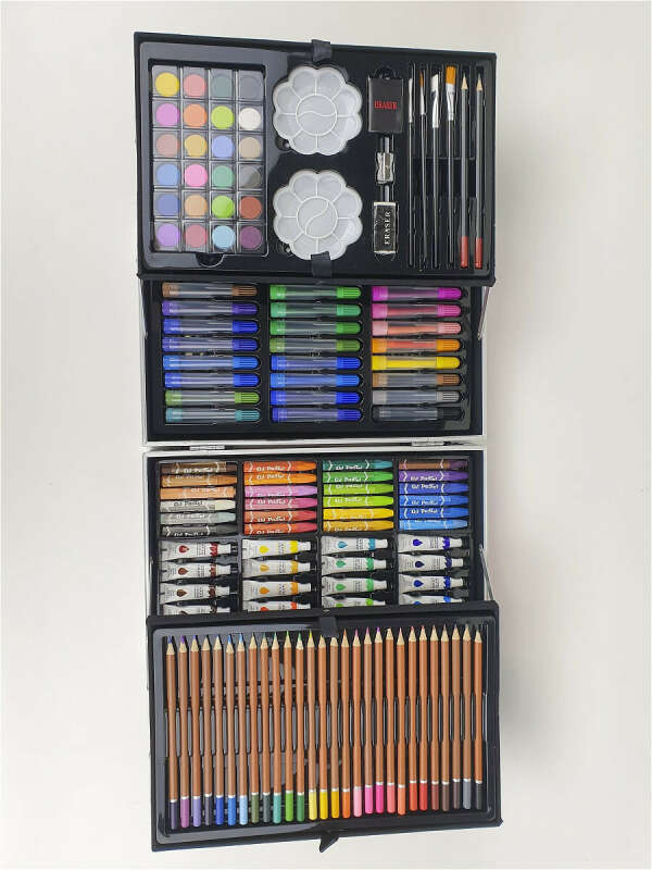 Набор для рисования с красками в алюминиевом кейсе 147 предметов. Единорожка., Kids.Art
