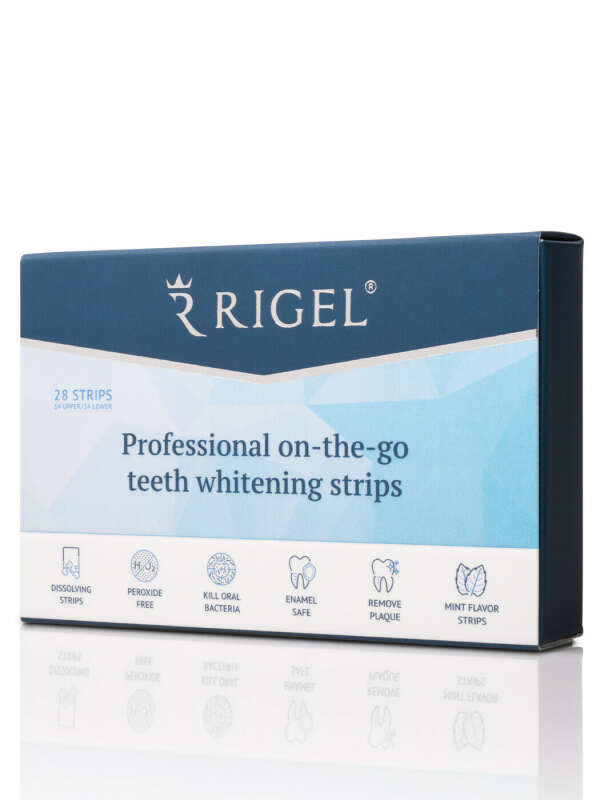 Отбеливающие полоски для зубов RIGEL | Профессиональные полоски для отбеливания зубов on-the-go из Лондона | Без перекиси