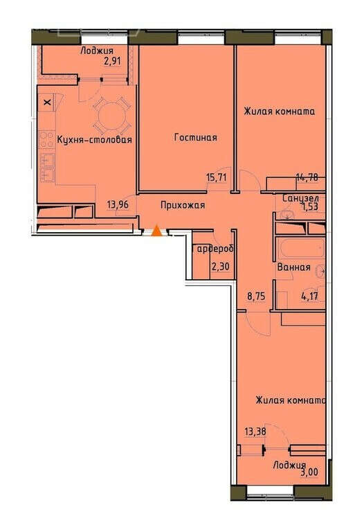 3-комнатная квартира 77,5 м² по адресу Санкт-Петербург, Земледельческая улица, 3 по цене 9,17 млн руб. на сайте Яндекс.Недвижимость