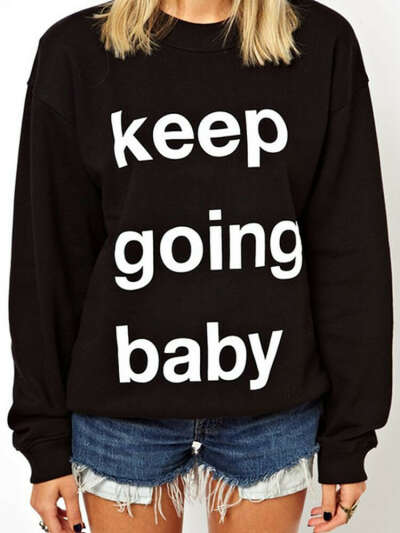 Keep Going Baby Black Sweatshirt - Choies.com