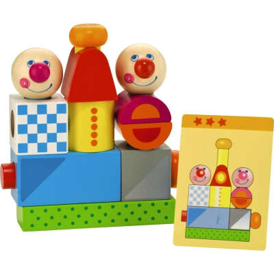 HABA Brain Builder Peg Set Building Blocks with Pattern Cards & 3 Levels of Difficulty for Ages 2+