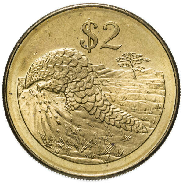 Монета Зимбабве, 2 доллара, 2001г. Панголин