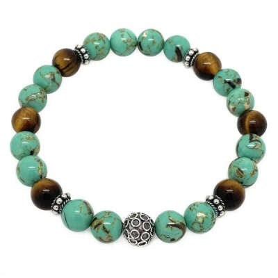 ELEGANT BALI TURQUOISE & TIGER EYE BRACELET