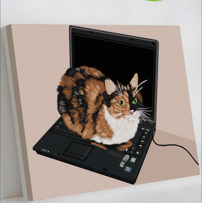 Картина по номерам «рабочие будни с котиком»