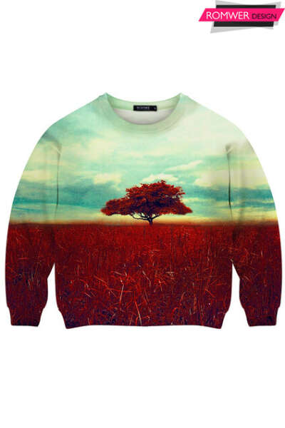 The Tree of Life Print Dual-tone Sweatshirt