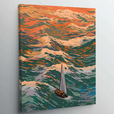 Картина по номерам "Лодка в океане"