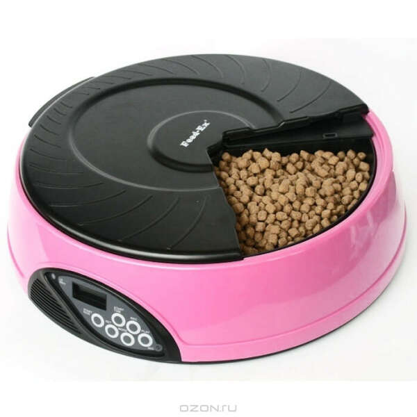 Автоматическая кормушка "Feed-Ex", на 4 кормления, цвет: розовый