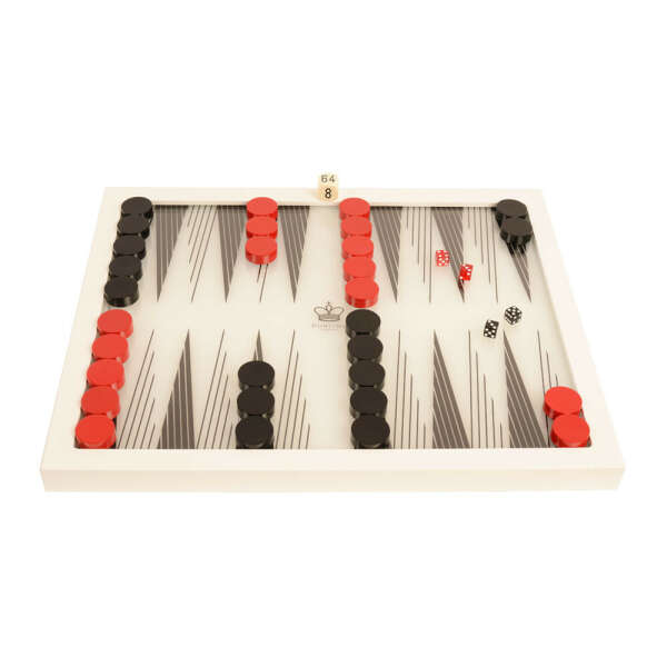 Dark Backgammon Classic Red v Shadow Black (ex-display) - Hand Carved Chess Sets Purling London