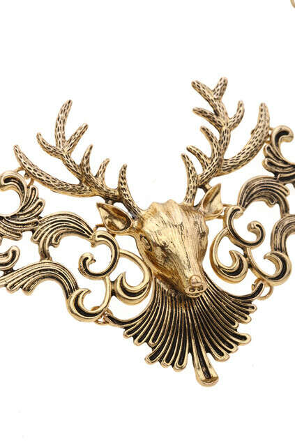 Deer Head Golden Necklace