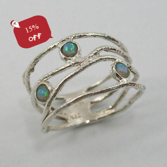 Opal ring. Sterling silver opal ring. wave ring (sr-9773). birthday gift for sister wife girlfriend, opal ring
