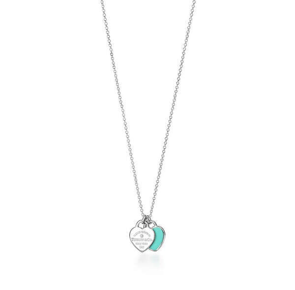 Подвеска в форме сердца из серебра, Tiffany Blue® с бриллиантом, размер mini