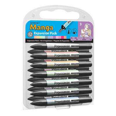 Набор маркеров Letraset Manga Expansion Pack 3 (12 маркеров+1 блендер)