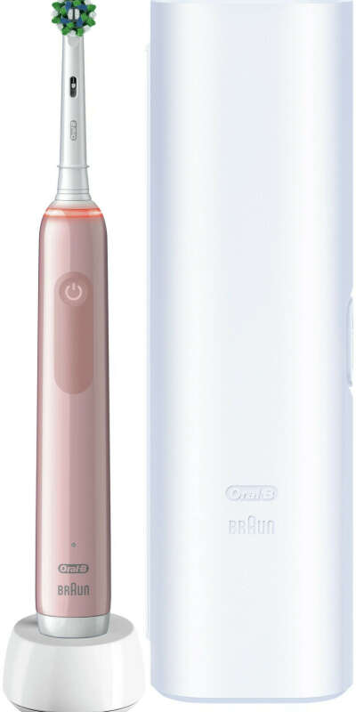 Электрическая зубная щетка Oral-B Pro 3 3500 + Дорожный футляр, розовый