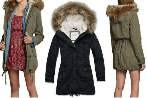 Подробные сведения о   Abercrombie & Fitch Womens Codie Parka Jacket With Faux Fur Hoodie Sherpa NWT