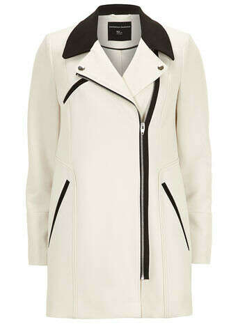 Ivory crepe longline biker jacket - Coats & Jackets - Clothing