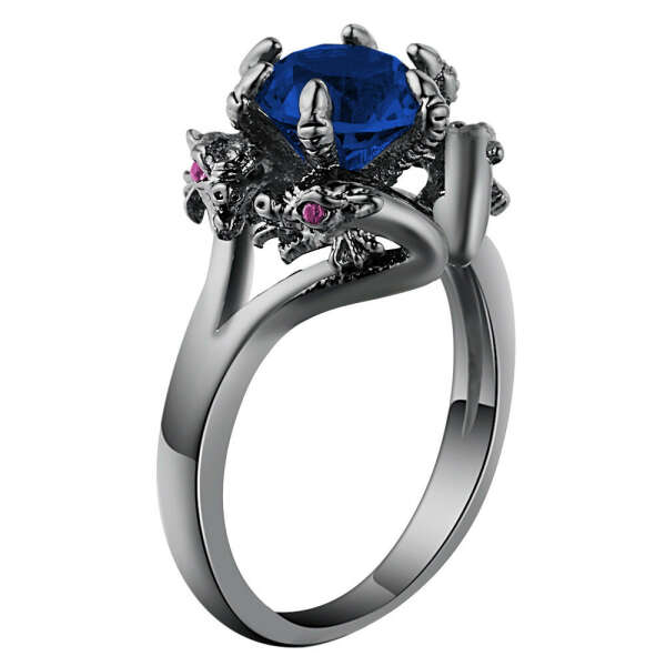 Vintage Fashion Dragon Ring With Blue Cz Crystal For Men - Top Dudes