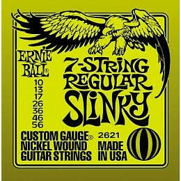Ernie Ball 2621 Струны для 7-струнной электрогитары Nickel Wound Regular Slinky 7 (10-56).