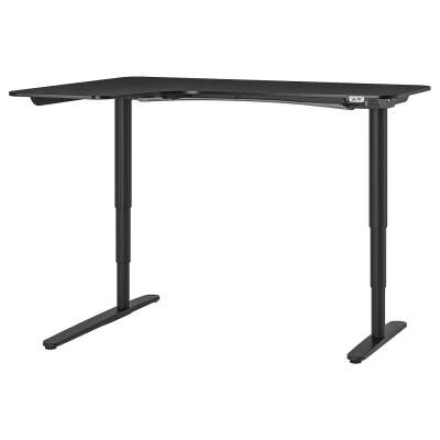 БЕКАНТ Угловой письменный стол левый трансформер, ясеневый шпон/черная морилка, черный, 160x110 см по выгодной цене в интернет-магазине - IKEA