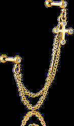 GOLD PVD COATED SURGICAL STEEL JEWELED TRAGUS MICRO BARBELLS CHAIN LINKED - CROSS