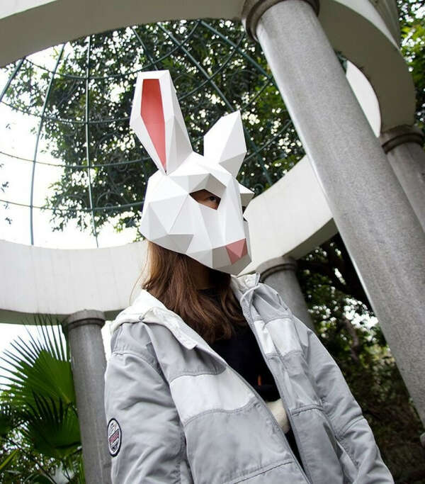 Зайцева маска. Полигональная маска кролика. Маска зайца объемная. Полигональная маска зайца. 3d маска зайца.