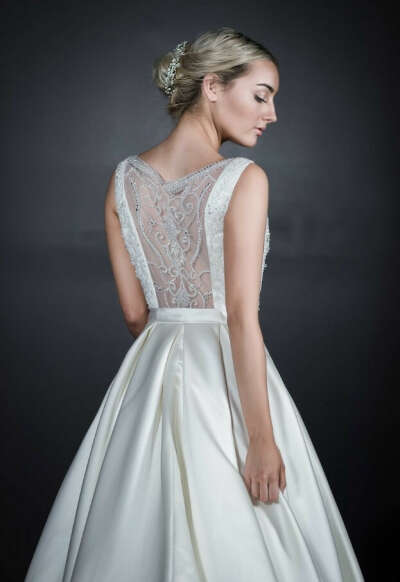 DIANA – Romantic Satin A-line Wedding Gown with Beaded Back