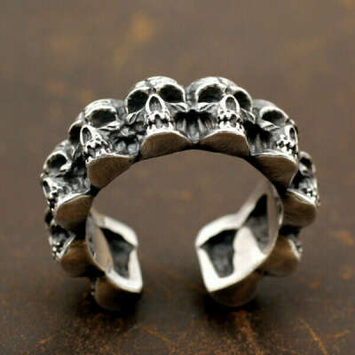 Men's Sterling Silver Skulls Wrap Ring - Jewelry1000.com