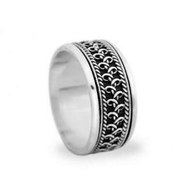 Hand Woven Spinner Sterling Silver Wedding Band Promise Ring Unisex Online