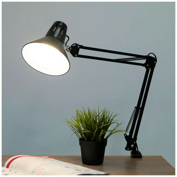 Лампа офисная In Home СНС-13, E27, 60 Вт, цвет арматуры: черный, цвет плафона/абажура: черный