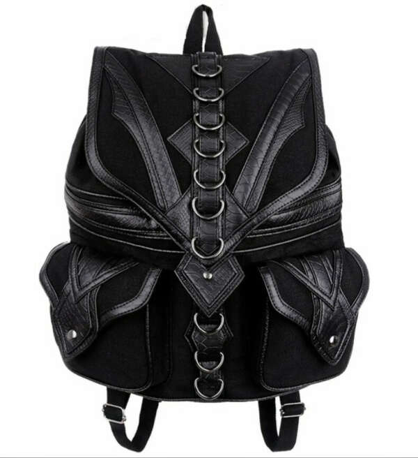 чёрный кожаный рюкзак