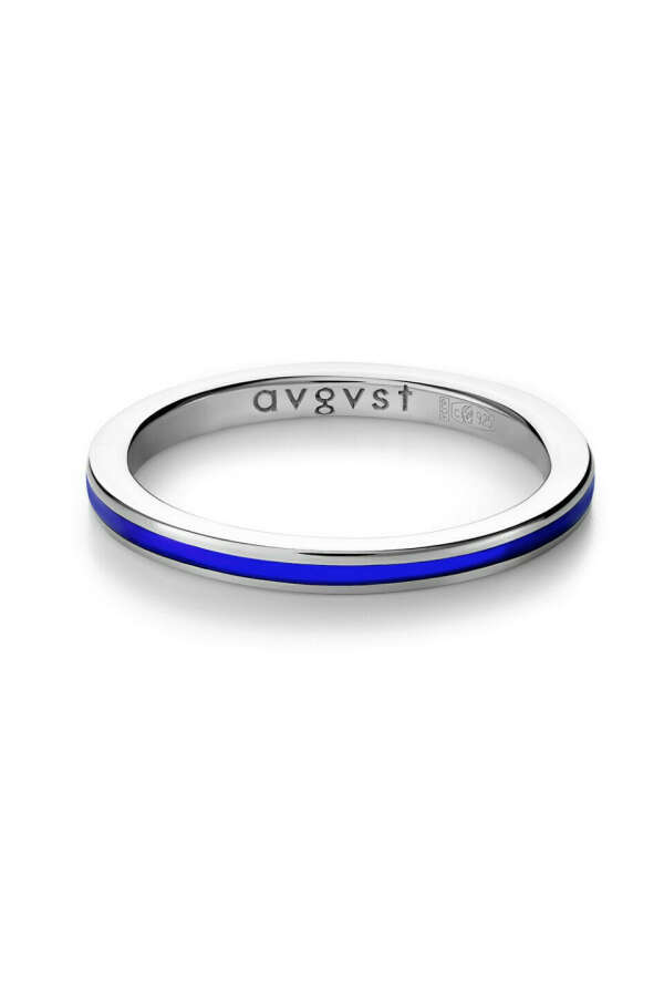 Тонкое кольцо с синей эмалью из серебра 925 покрытого родием – купить в интернет-магазине AVGVST